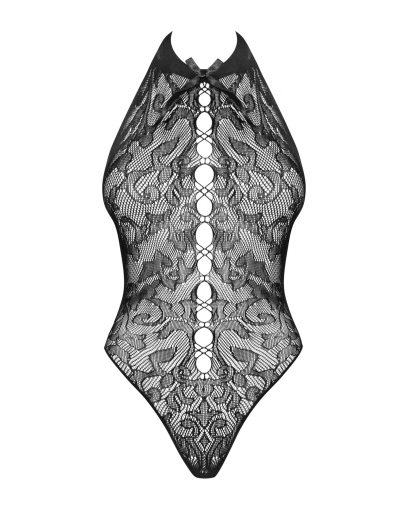 Бодістокінг з великими осередками та відкритою спиною Obsessive B113 teddy S/M/L, халтер - фото №5