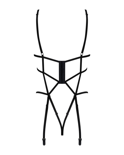 Боді зі стреп із доступом Obsessive Badossa crotchless teddy L/XL, чорний - фото №6