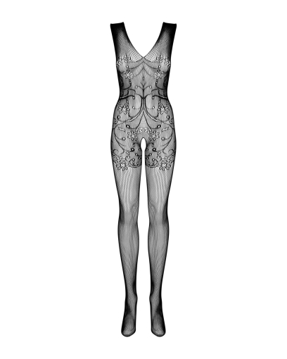 (SALE) Бодістокінг Obsessive Bodystocking F234 S/M/L, абстрактний малюнок, глибоке декольте - фото №5