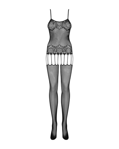 Бодістокінг Obsessive Bodystocking F235 S/M/L, тонкі підв’язки, ніжний декор, сіточка - фото №4