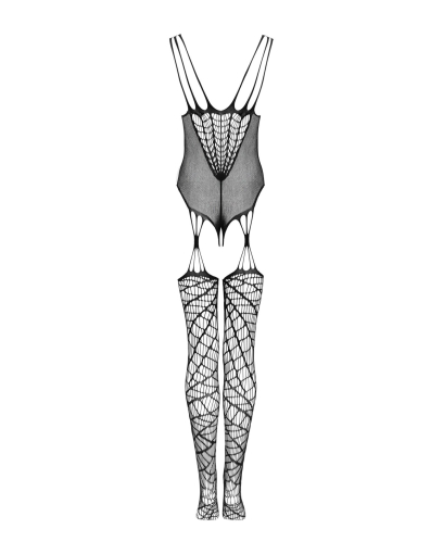 (SALE) Ажурний бодістокінг під павутину Obsessive Bodystocking G325 black S/M/L, чорний, комбінезон, імітац - фото №6