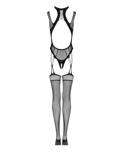 (SALE) Ажурний бодістокінг з отворами Obsessive Bodystocking G327 black S/M/L, чорний, комбінезон, з доступ - фото №6