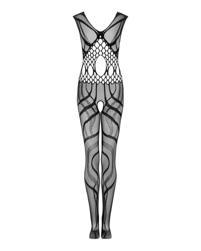 Сітчастий бодістокінг з вирізами та малюнком Obsessive Bodystocking G328 S/M/L, чорний, комбінезон - фото №6