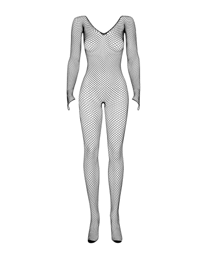 Сітчастий бодістокінг із довгим рукавом Obsessive Bodystocking N109 black S/M/L, чорний, комбінезон - фото №3