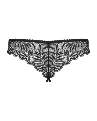 Мереживні танга з доступом Obsessive Contica crothchles thong S/M, чорні №6