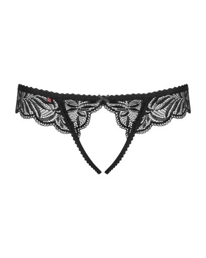 Мереживні танга з доступом Obsessive Contica crothchles thong S/M, чорні №5