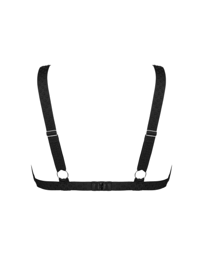 Мереживний бюстгальтер із трикутною чашкою Obsessive Estiqua bra XS/S, чорний, широкі лямки - фото №4