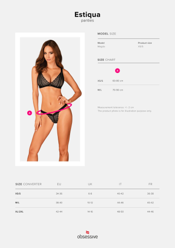 (SALE) Мереживні трусики із заниженою талією Obsessive Estiqua panties M/L, чорні №7
