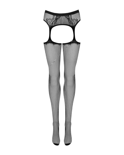 Сітчасті панчохи-стокінги з візерунком на сідницях Obsessive Garter stockings S232 S/M/L, чорні, імі - фото №5