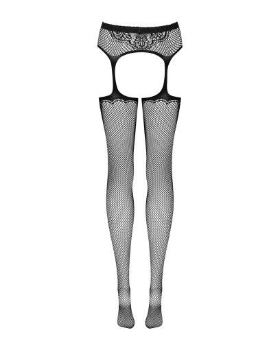 Сітчасті панчохи-стокінги з візерунком на сідницях Obsessive Garter stockings S232 S/M/L, чорні, імі - фото №6