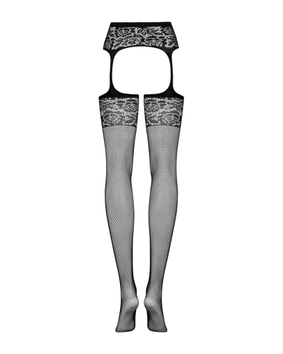 Сітчасті панчохи-стокінги з імітацією гартерів Obsessive Garter stockings S500S/M/L, чорні, з доступ - фото №5