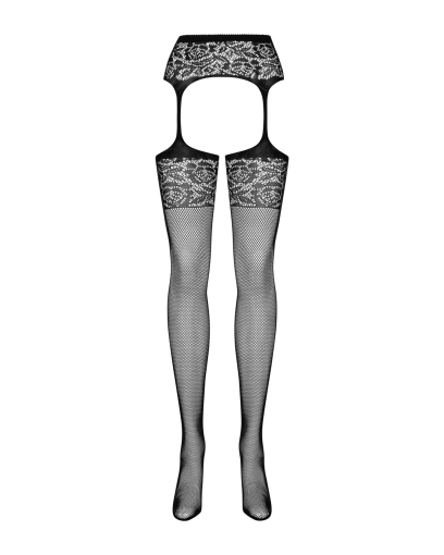 Сітчасті панчохи-стокінги з імітацією гартерів Obsessive Garter stockings S500S/M/L, чорні, з доступ - фото №4