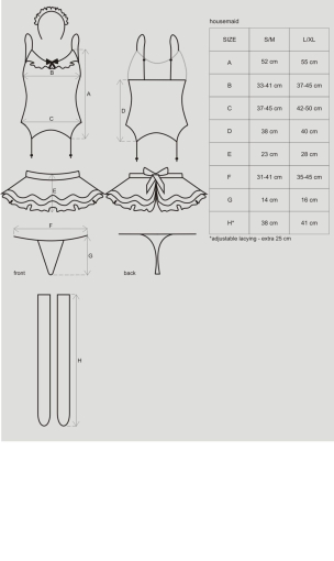 Еротичний костюм покоївки зі спідницею Obsessive Housemaid 5 pcs costume L/XL, чорно-білий, топ з пі - фото №7