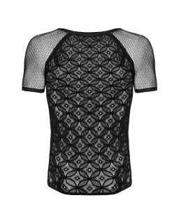 Чоловіча напівпрозора футболка з орнаментом Obsessive T102 T-shirt S/M/L, чорна - - фото №5