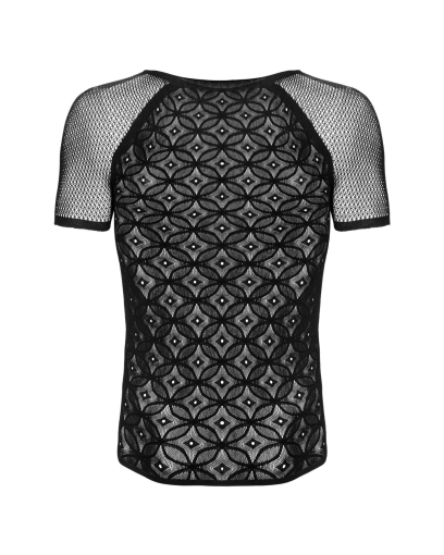 Чоловіча напівпрозора футболка з орнаментом Obsessive T102 T-shirt S/M/L, чорна - фото №5