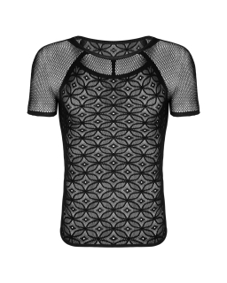 Чоловіча напівпрозора футболка з орнаментом Obsessive T102 T-shirt S/M/L, чорна - - фото №6