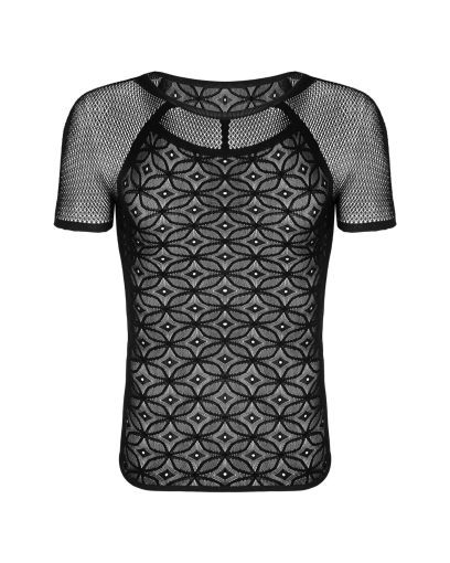 Чоловіча напівпрозора футболка з орнаментом Obsessive T102 T-shirt S/M/L, чорна - фото №6