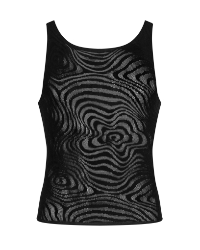 Чоловіча напівпрозора майка-борцовка з візерунком Obsessive T103 tank top S/M/L, чорна - фото №5