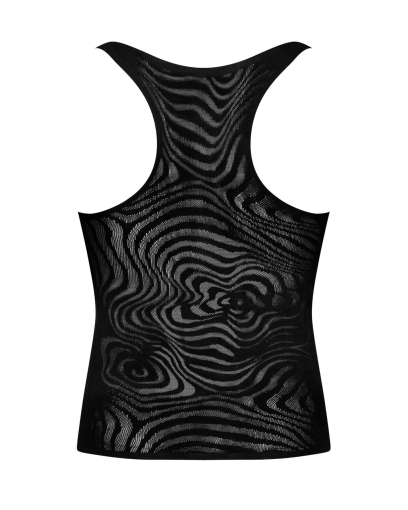 Чоловіча напівпрозора майка-борцовка з візерунком Obsessive T103 tank top S/M/L, чорна - фото №6