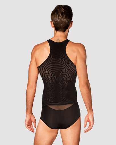 Чоловіча напівпрозора майка-борцовка з візерунком Obsessive T103 tank top S/M/L, чорна - фото №2