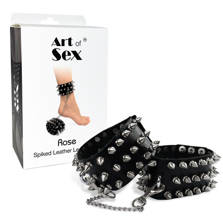 Поножі з шипами з натуральної шкіри Art of Sex, колір чорний - фото №3