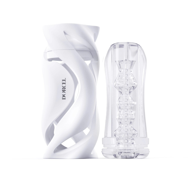 Мастурбатор Dorcel DEEP BLOW WHITE, подвійне використання 