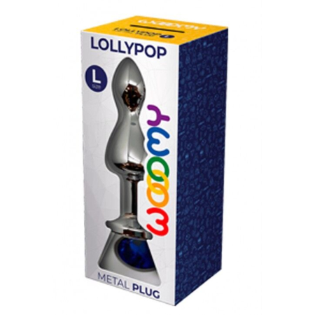 Металева анальна пробка Wooomy Lollypop Double Ball Metal Plug Blue L діаметр 3,5 см, довжина 10,5см - фото №3