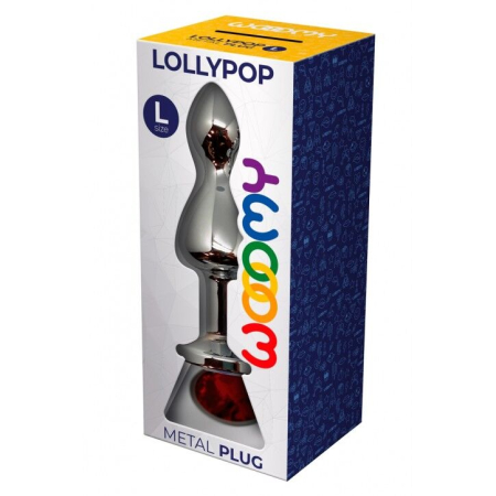Металева анальна пробка Wooomy Lollypop Double Ball Metal Plug Red L діаметр 3,5 см, довжина 10,5 см - фото №3