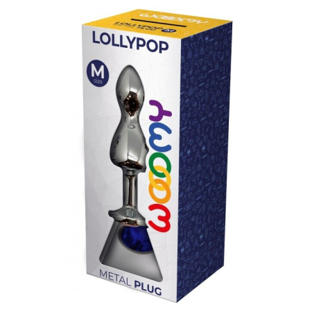 Металева анальна пробка Wooomy Lollypop Double Ball Metal Plug Blue M діаметр 3,1 см, довжина 9,4 см №3