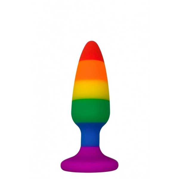 Силіконова анальна пробка Wooomy Hiperloo Silicone Rainbow Plug S, діаметр 2,4 см, довжина 9 см - фото