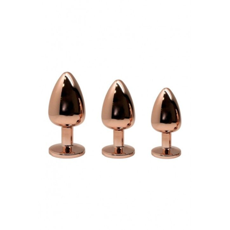 Металева анальна пробка Wooomy Tralalo Rose Gold Metal Plug Magenta L, діаметр 4 см, довжина 9 см - фото №3