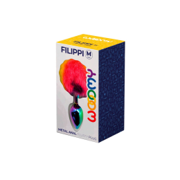 Анальна пробка Wooomy Filippi M, із пухнастим хвостиком, діаметр 3,4 см, довжина 8 см - - фото №3