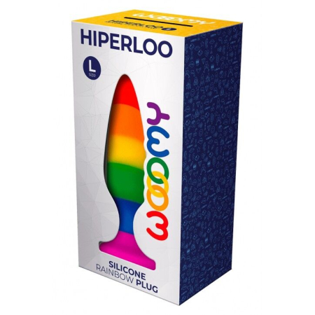 Силіконова анальна пробка Wooomy Hiperloo Silicone Rainbow Plug L, діаметр 3,9 см, довжина 13,1 см - фото №3