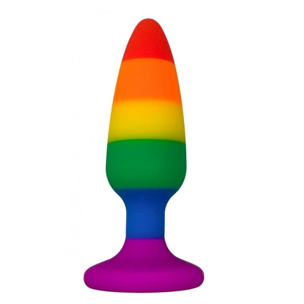 Силіконова анальна пробка Wooomy Hiperloo Silicone Rainbow Plug L, діаметр 3,9 см, довжина 13,1 см - фото