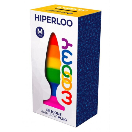 Силіконова анальна пробка Wooomy Hiperloo Silicone Rainbow Plug M, діаметр 2,9 см, довжина 11 см - фото №3