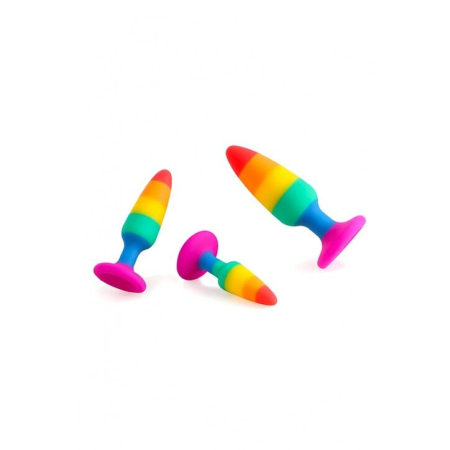 Силіконова анальна пробка Wooomy Hiperloo Silicone Rainbow Plug M, діаметр 2,9 см, довжина 11 см - фото №5