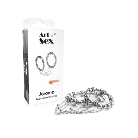 Сексуальна прикраса на пеніс та мошонку Art of Sex - Jerome, Срібло - фото №4