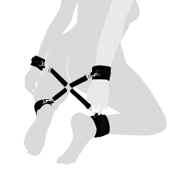 Хрестовина з натуральної шкіри Art of Sex – 4 Way Connector, чорний - фото