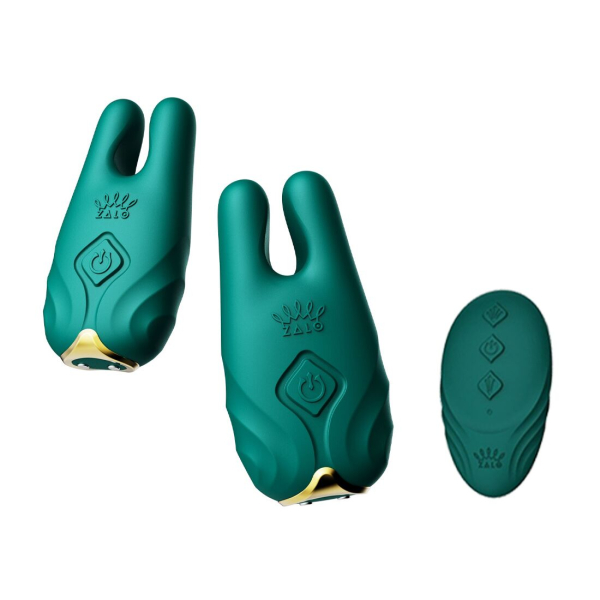 Смарт-вібратор для грудей Zalo - Nave Turquoise Green, пульт ДК, робота через додаток - фото