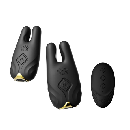 Смарт-вібратор для грудей Zalo - Nave Obsidian Black, пульт ДК, робота через додаток - фото