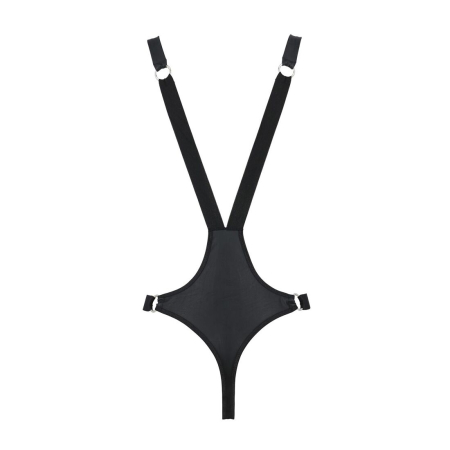 Чоловіче боді з люверсами Passion 028 HARRY L/XL Black, екошкіра, на шлейках - фото №6