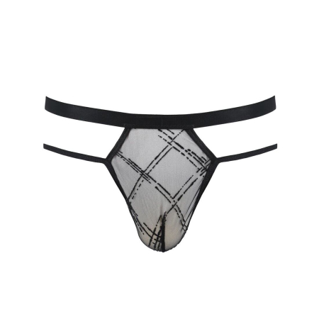 Чоловічі прозорі стринги Passion 029 THONG COLLIN S/M Black, сітка - фото №5