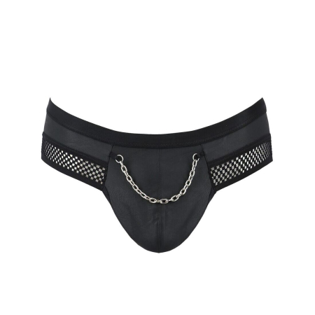 Чоловічі труси з ланцюжком Passion 030 SLIP TOM L/XL Black, екошкіра, відкриті сідниці - фото №5