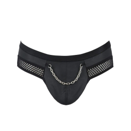 Чоловічі труси з ланцюжком Passion 030 SLIP TOM XXL/XXXL Black, екошкіра, відкриті сідниці - - фото №5