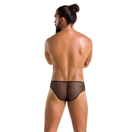 Чоловічі труси зі шнурівкою Passion 035 SLIP RICHARD S/M Black, екошкіра, сітка - фото №4