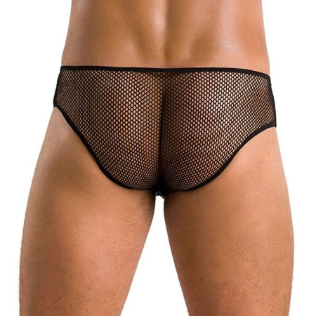 Чоловічі труси зі шнурівкою Passion 035 SLIP RICHARD XXL/XXXL Black, екошкіра, сітка - фото №2