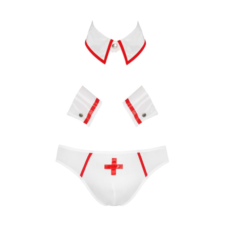 Комплект еротичної чоловічої білизни Passion 037 GREGORY XXL/XXXL White, труси, комірець, манжети - фото №5