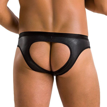 Чоловічі сліпи з вирізами Passion 041 SLIP JOE L/XL Black, екошкіра, відкриті сідниці - фото №2