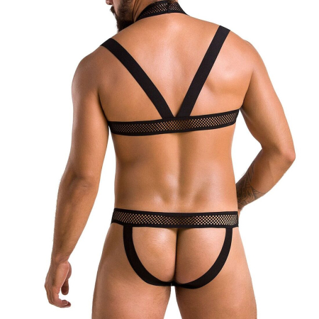Комплект чоловічої білизни з кріпленнями Passion 043 JACOB L/XL Black, труси, шлейки - фото №2