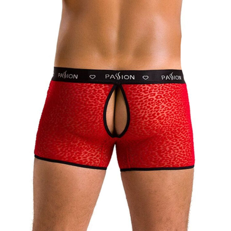 Чоловічі прозорі боксери Passion 046 SHORT PARKER S/M Red, сітка, під леопард - фото №2